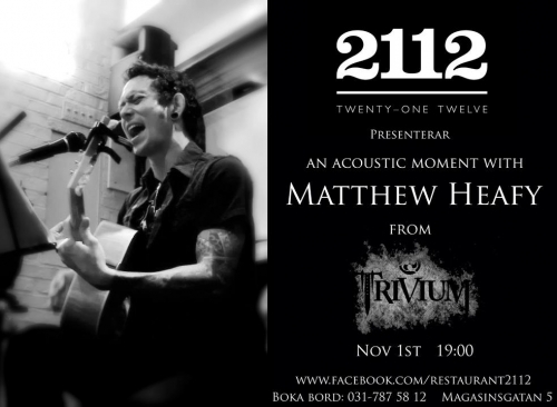 Matt Heafy en actuaci&oacute;n ac&uacute;stica en el restaurante 2112