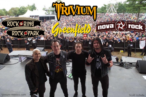 Trivium en los festivales Rock am Ring, Rock im Park, Greenfield &amp; Nova Rock 2016